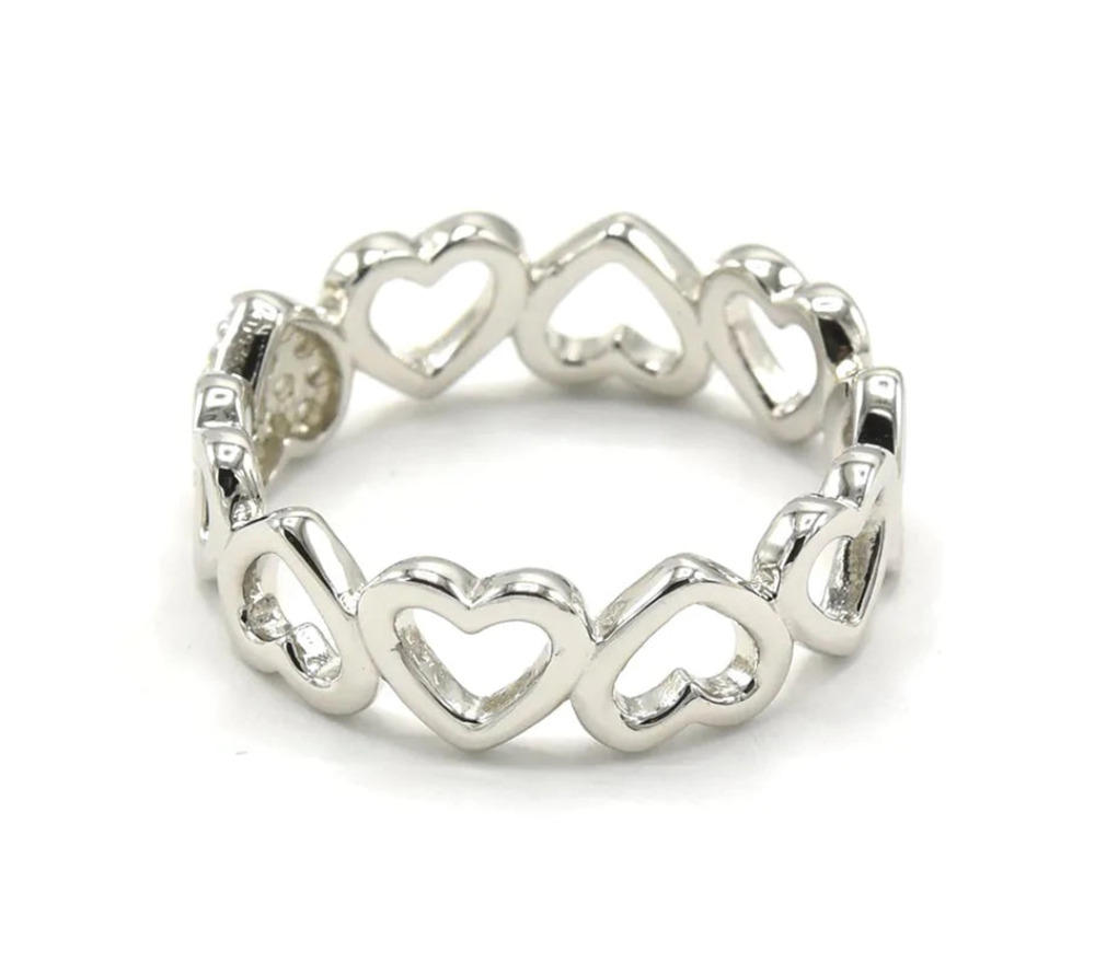 Elegant Multiple Heart 925 Sterling Silver Ring for Women Size 9